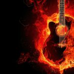 flaming guitar digital wallpaper